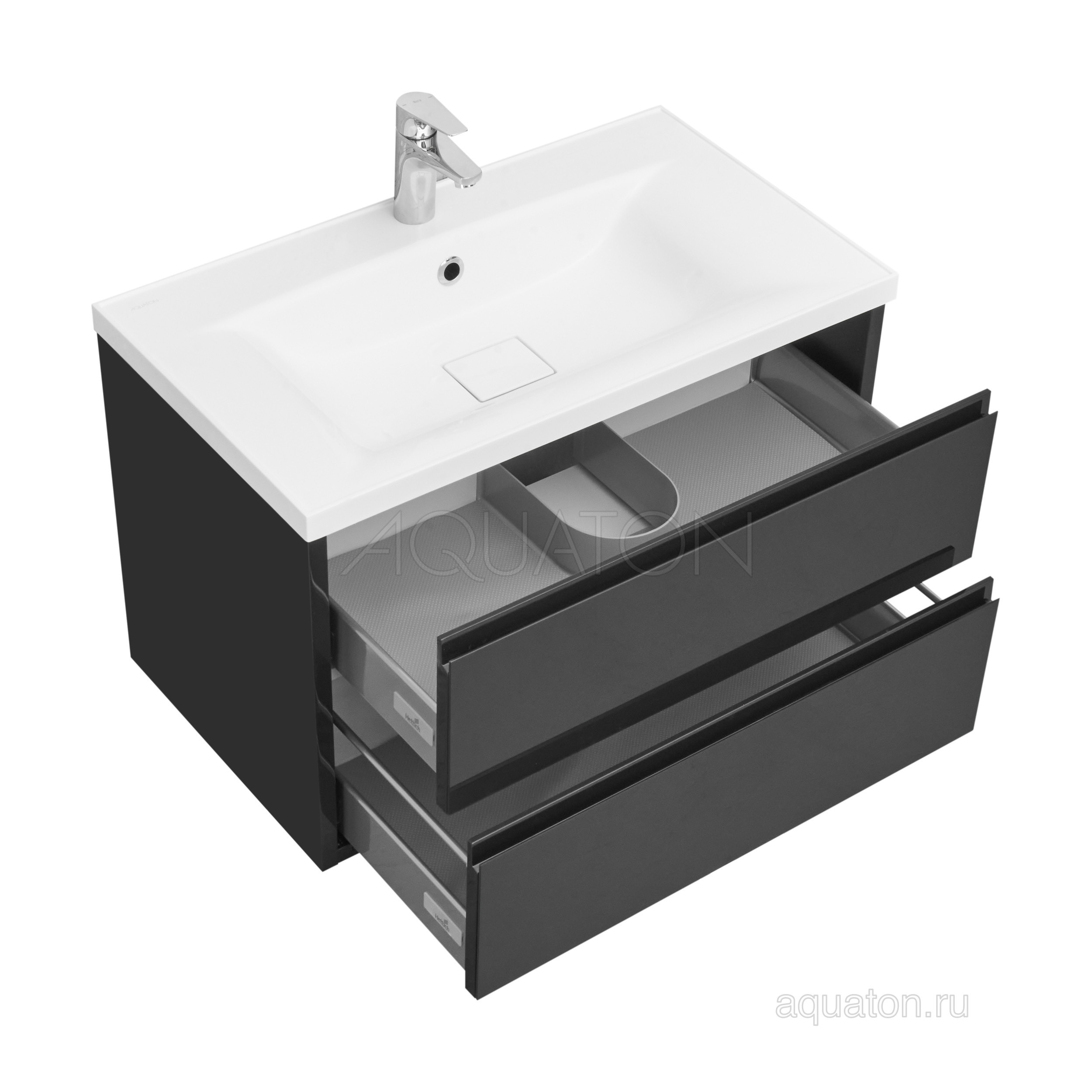 Тумба под раковину черная 80см AQUATON Римини 1A226701RN950