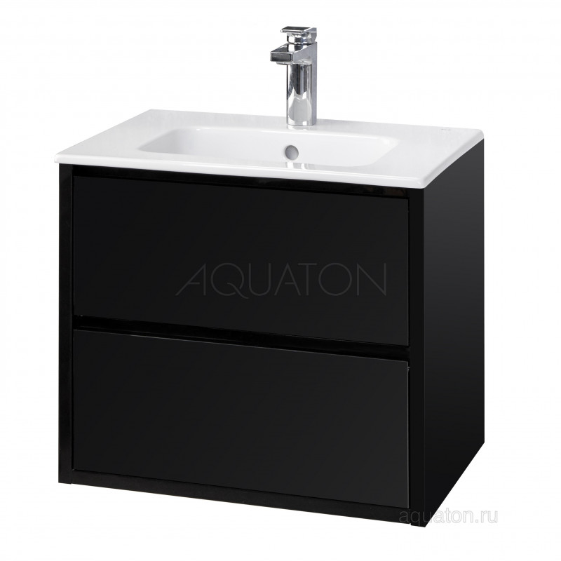 Тумба под раковину черная 60см AQUATON Римини 1A226601RN950