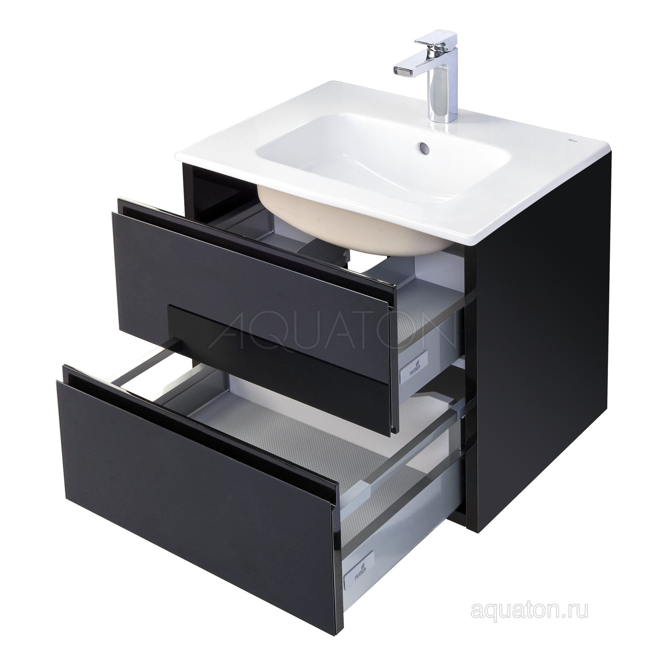 Тумба под раковину черная 60см AQUATON Римини 1A226601RN950