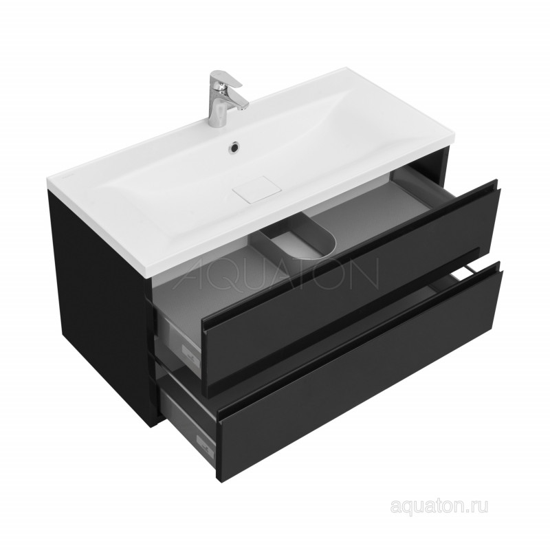Тумба под раковину черная 100см AQUATON Римини 1A234601RN950