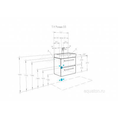 Тумба под раковину дуб 55см AQUATON Ронда 1A207601RSC20