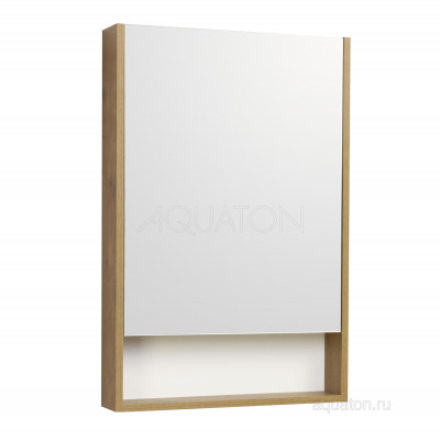 Зеркальный шкаф белый/дуб 55см Aquaton Сканди 1A252102SDZ90