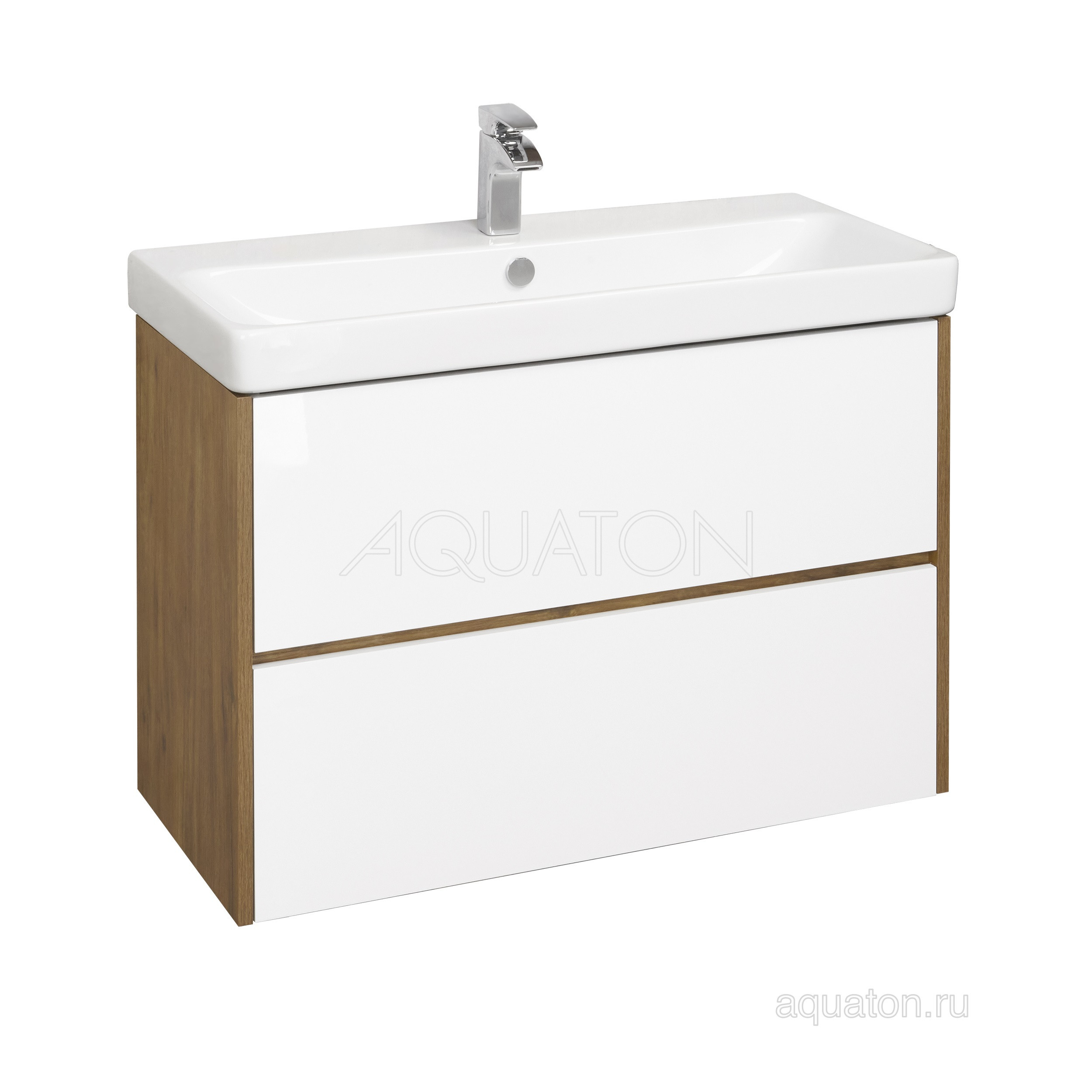 Тумба под раковину дуб/белый 90см AQUATON Сканди 1A251901SDZ90