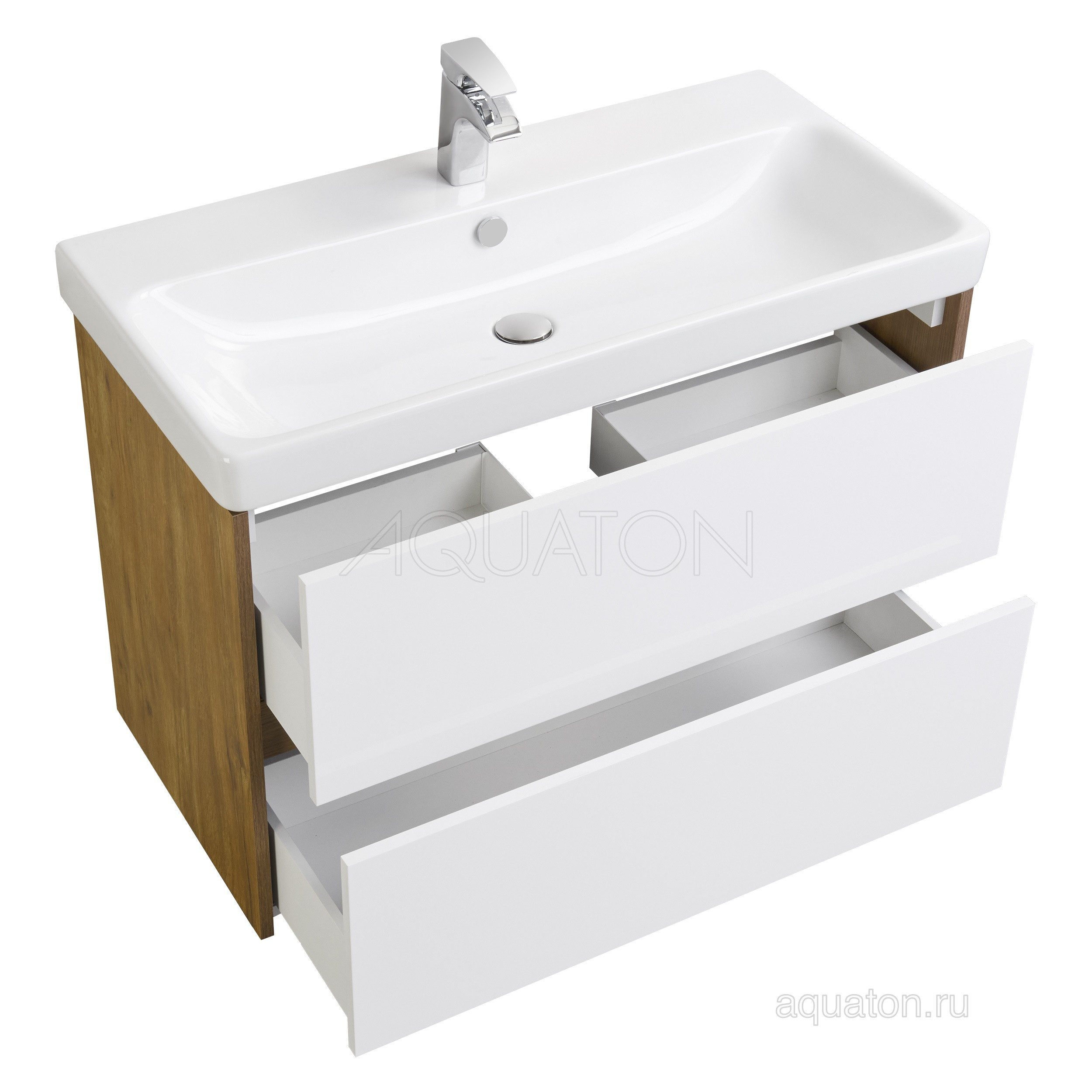 Тумба под раковину дуб/белый 90см AQUATON Сканди 1A251901SDZ90