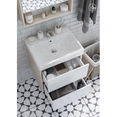 Тумба под раковину дуб/белый 55см AQUATON Сканди 1A251701SDB20