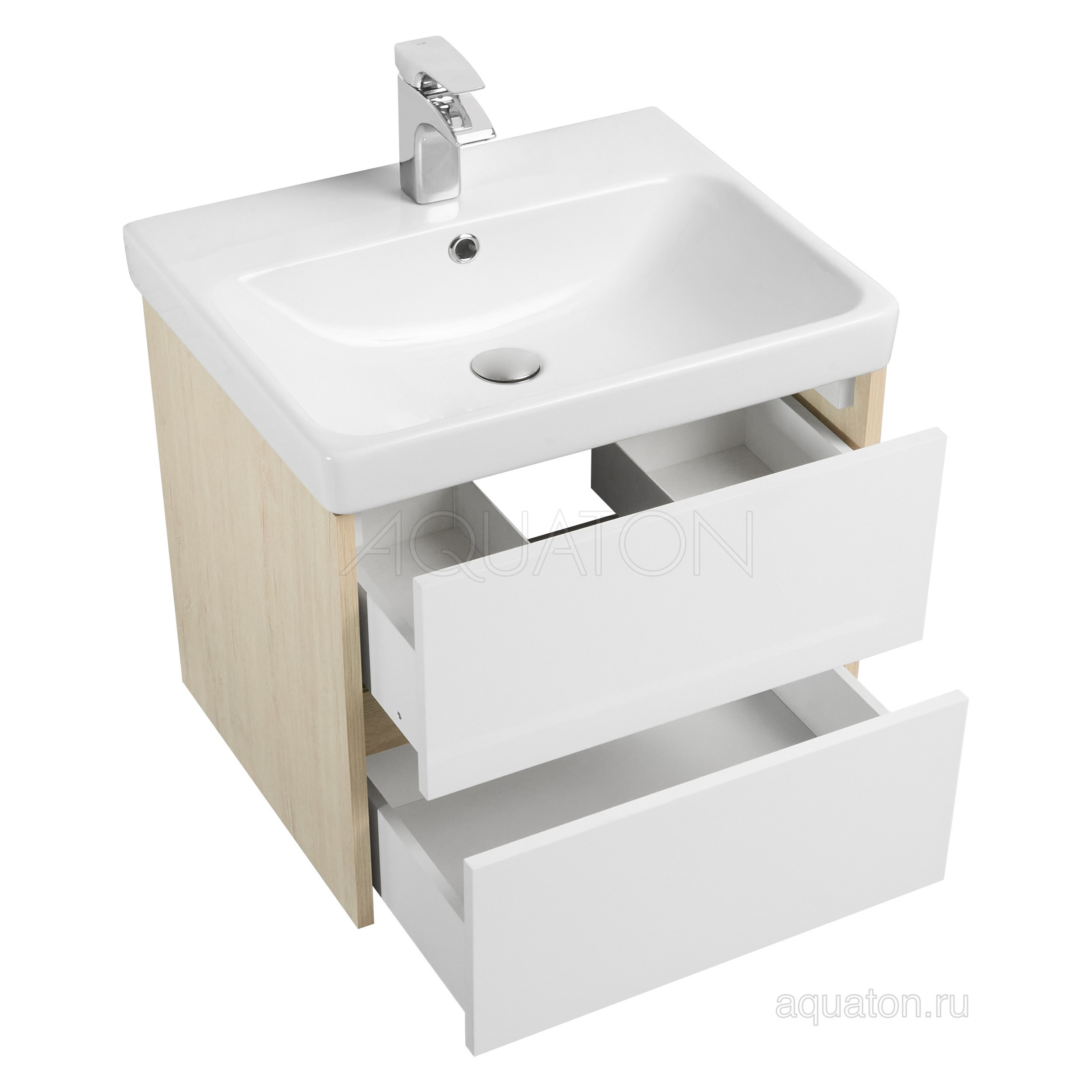 Тумба под раковину дуб/белый 70см AQUATON Сканди 1A251801SDB20