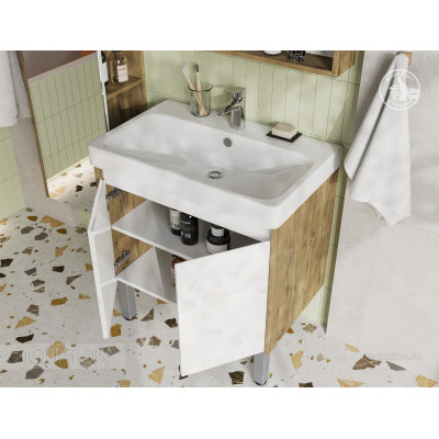 Тумба под раковину дуб/белый 70см AQUATON Сканди 1A278901SDZ90