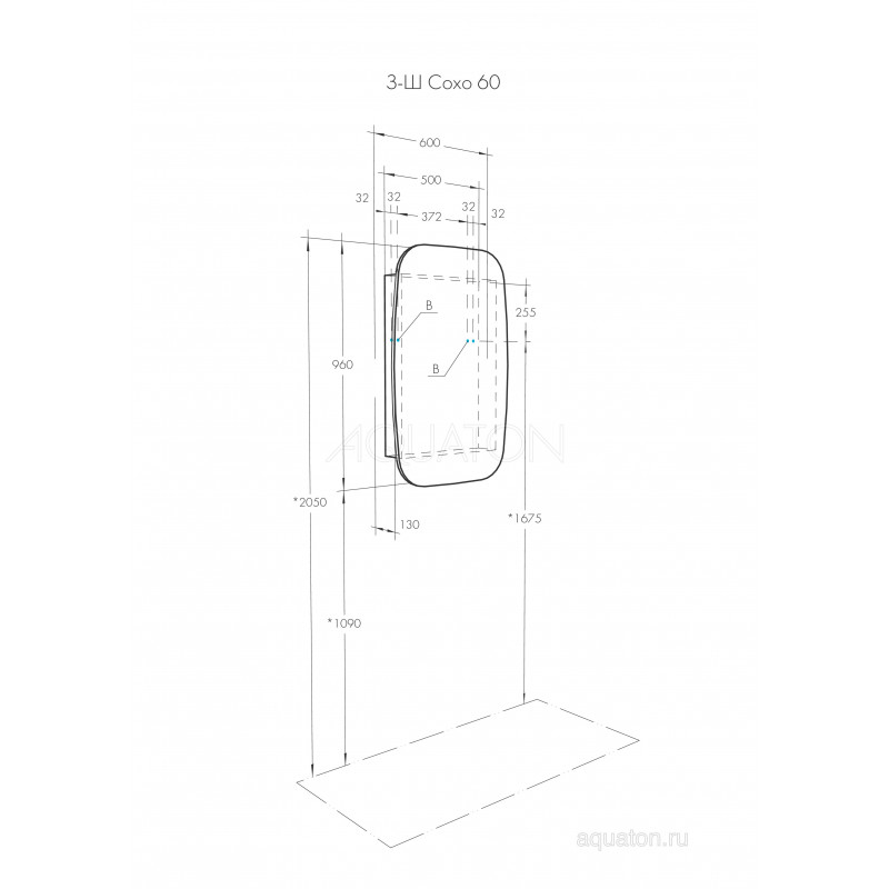 Зеркальный шкаф графит левый 60см Aquaton Сохо 1A258302AJA0L