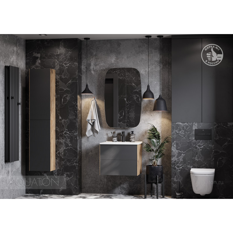 Зеркальный шкаф графит левый 60см Aquaton Сохо 1A258302AJA0L