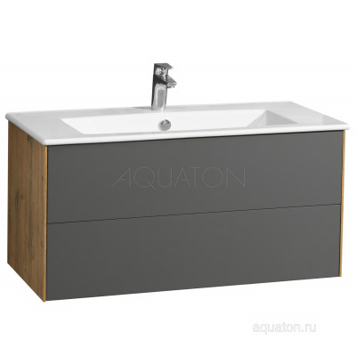 Тумба под раковину графит/дуб 100см AQUATON Сохо 1A258201AJA00