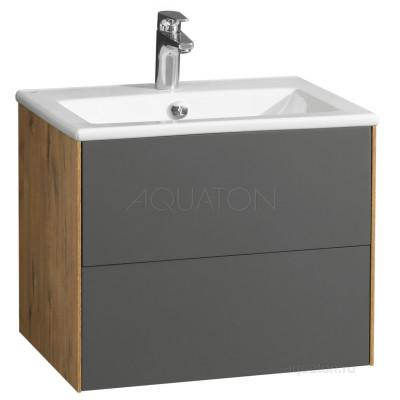 Тумба под раковину графит/дуб 60см AQUATON Сохо 1A258001AJA00