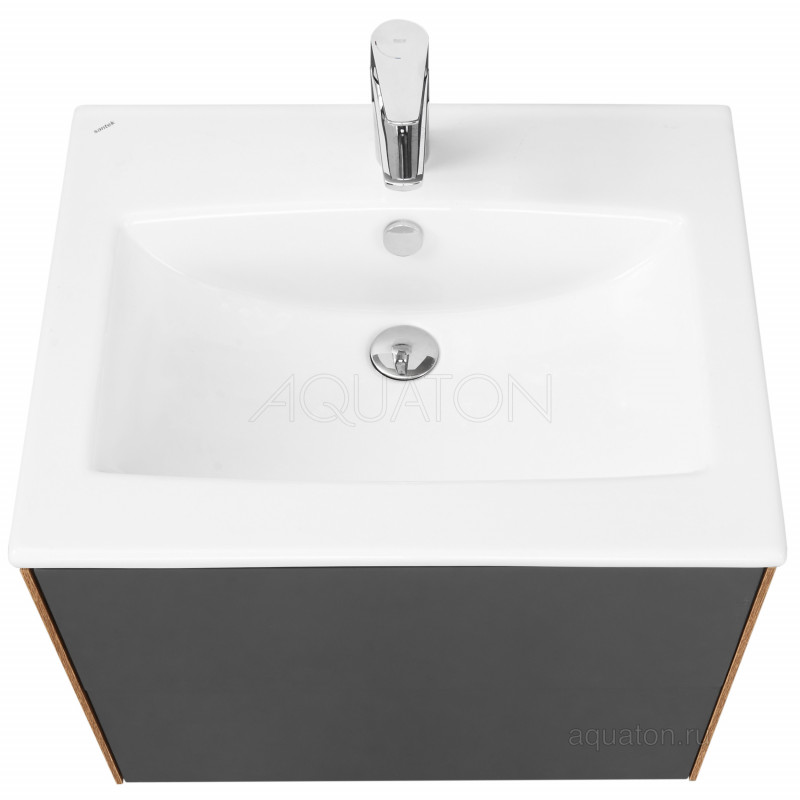 Тумба под раковину графит/дуб 60см AQUATON Сохо 1A258001AJA00