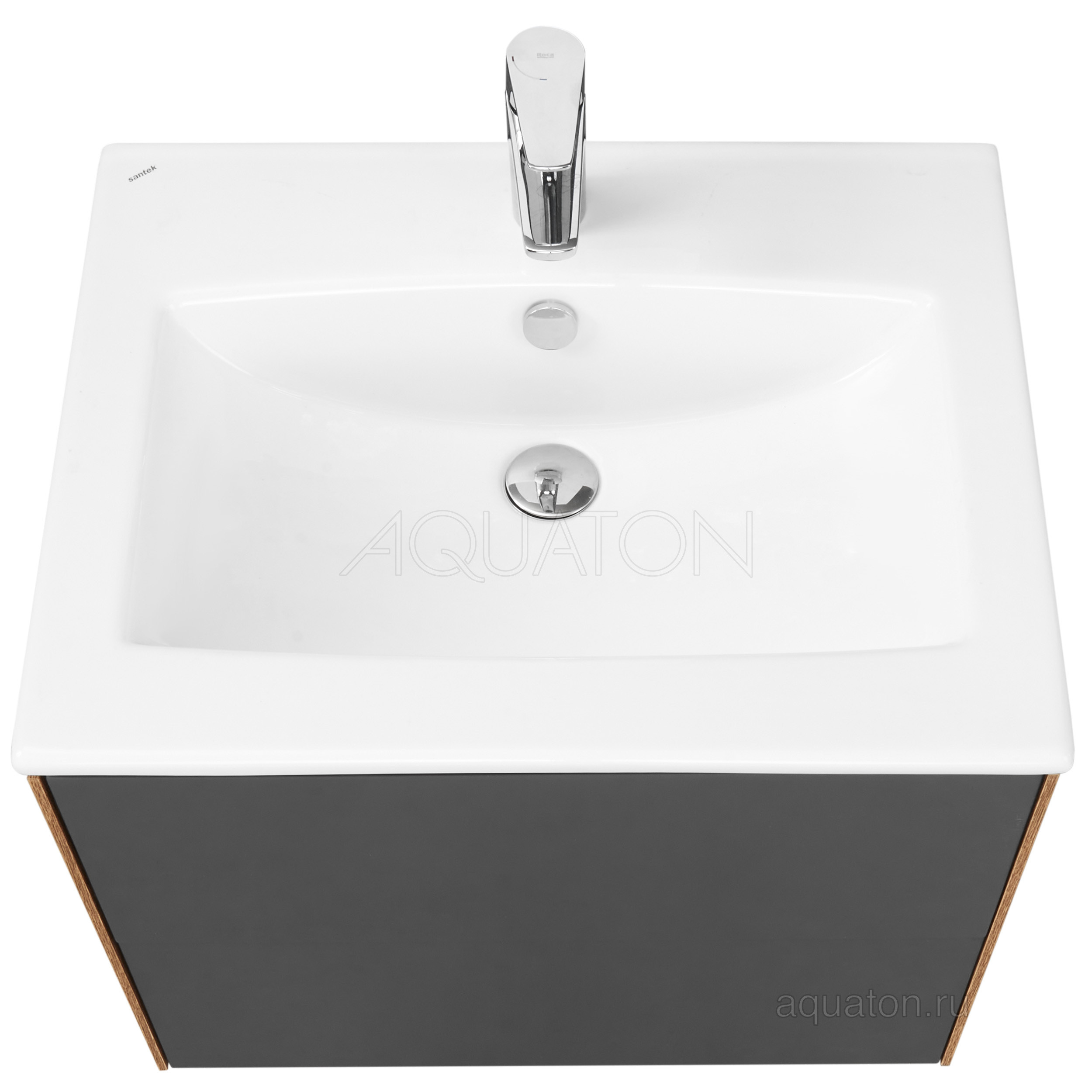 Тумба под раковину графит/дуб 60см AQUATON Сохо 1A258001AJA00
