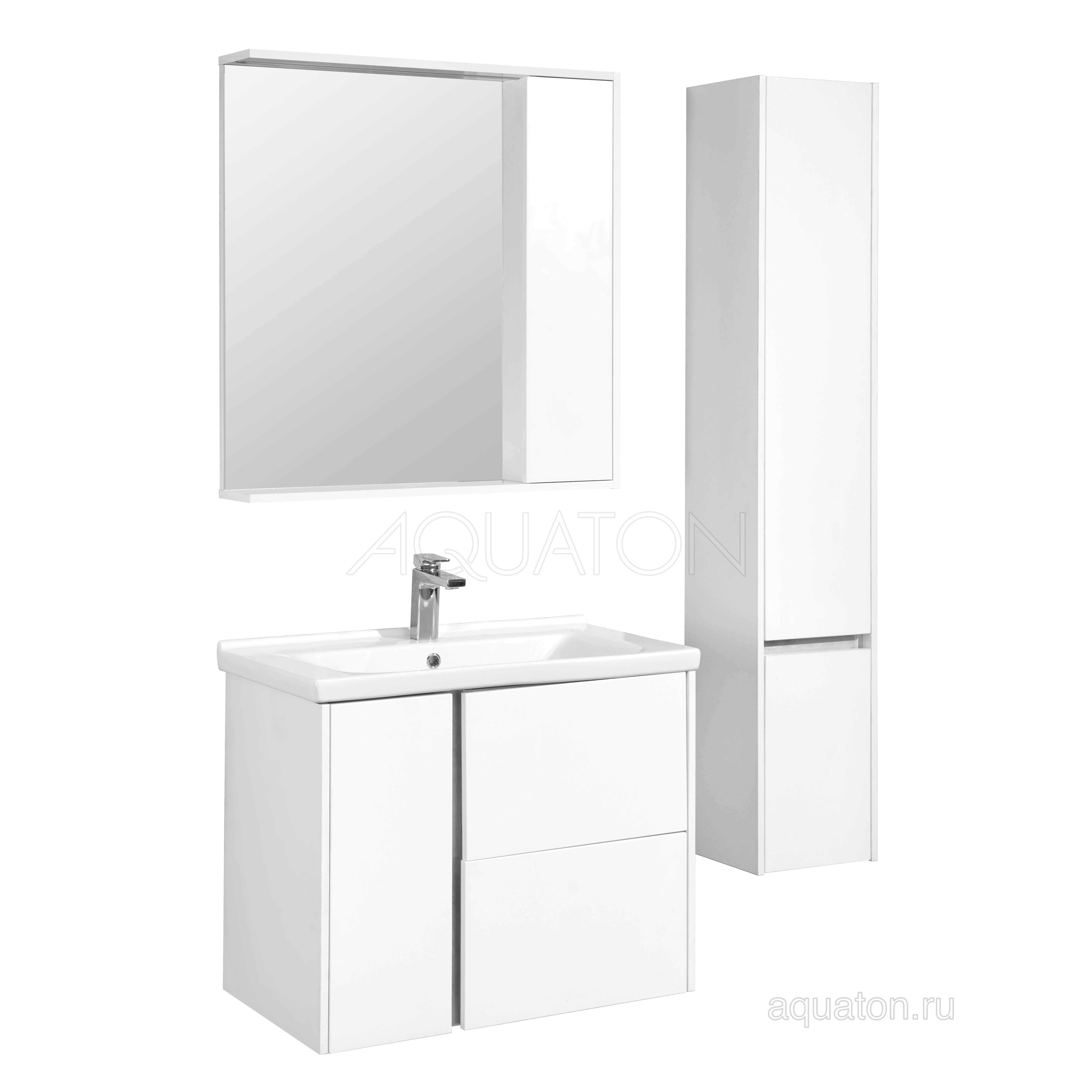 Зеркальный шкаф белый 80см Aquaton Стоун 1A228302SX010