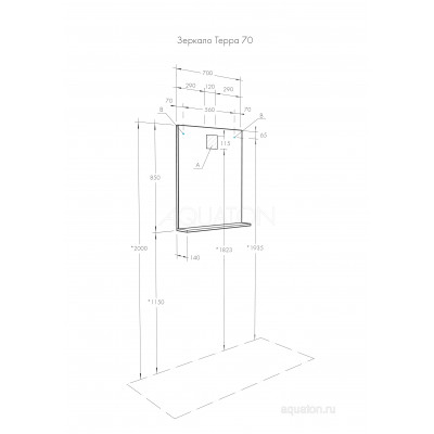 Зеркало дуб 70см Aquaton Терра 1A247002TEDY0