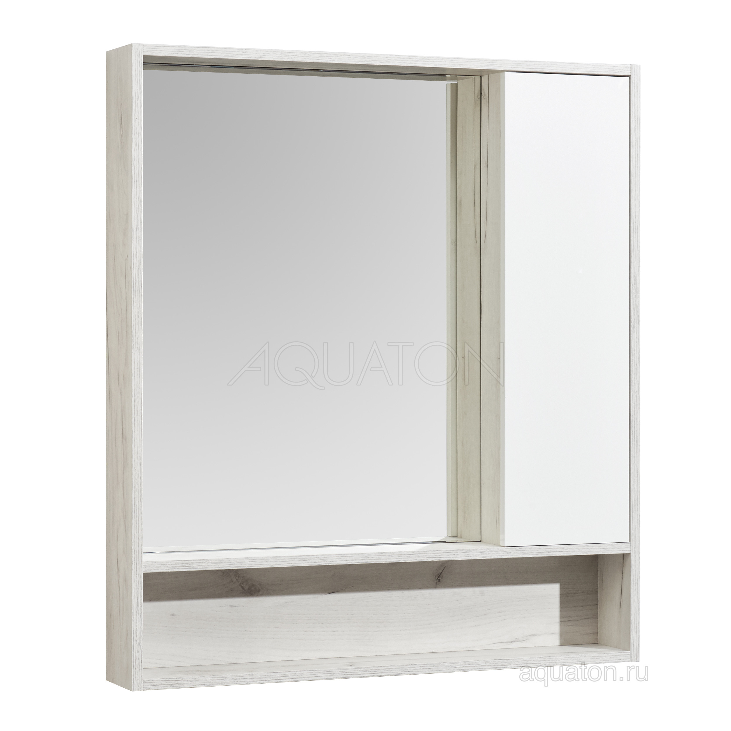 Зеркальный шкаф дуб/белый 80см Aquaton Флай 1A237702FAX10
