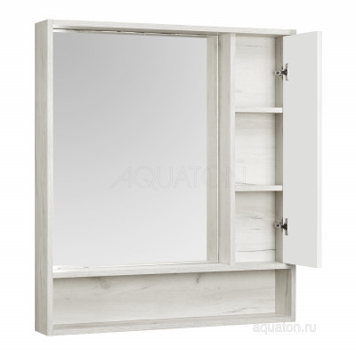 Зеркальный шкаф дуб/белый 80см Aquaton Флай 1A237702FAX10