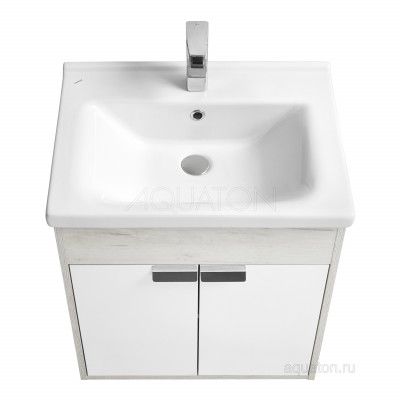 Тумба под раковину дуб/белая 60см AQUATON Флай 1A237301FAX10
