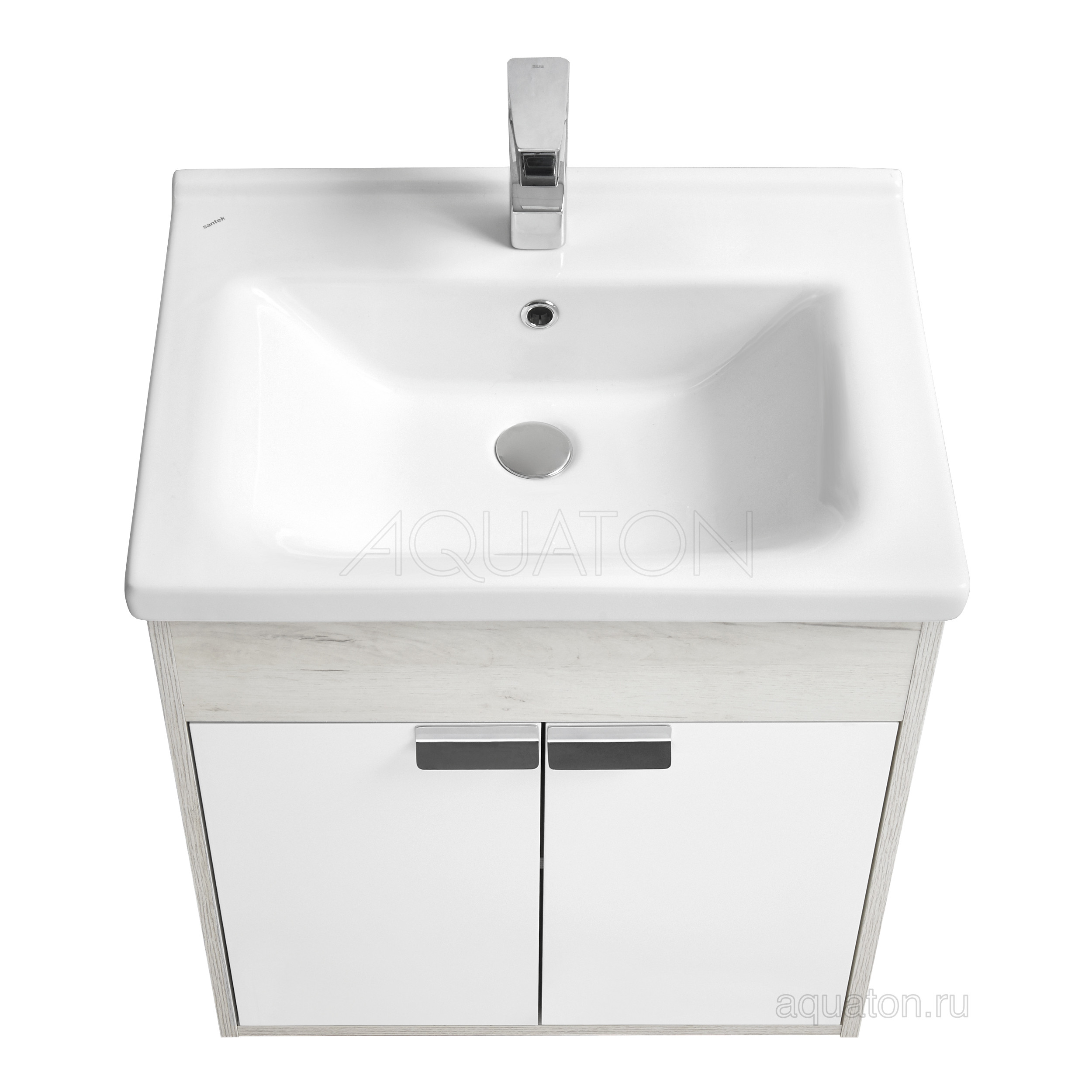 Тумба под раковину дуб/белая 60см AQUATON Флай 1A237301FAX10