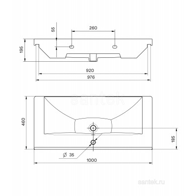 Раковина мебельная белая 100см Santek Миранда 1WH302249