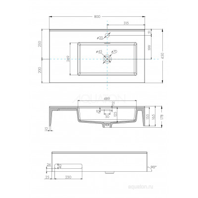 Раковина мебельная белая правая 80см Aquaton Квадро Про 1A734331QA01R