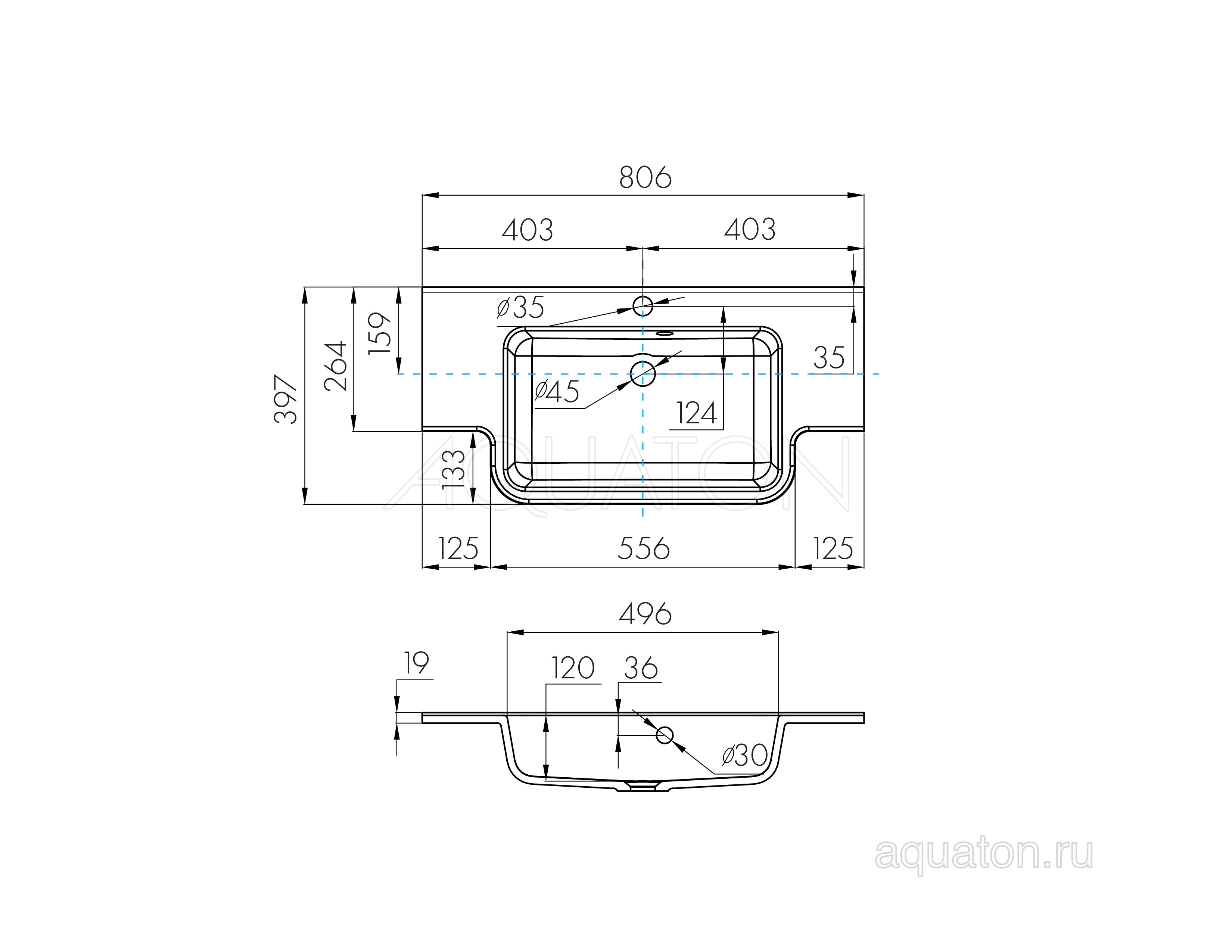Раковина мебельная белая 81см Aquaton Квадро Про 1A710231PI010