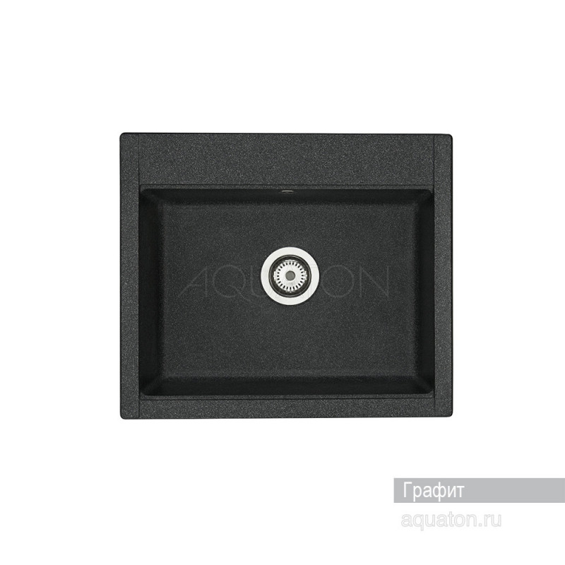 Мойка для кухни из литого мрамора графит 51х60см AQUATON Делия 1A715232LD210