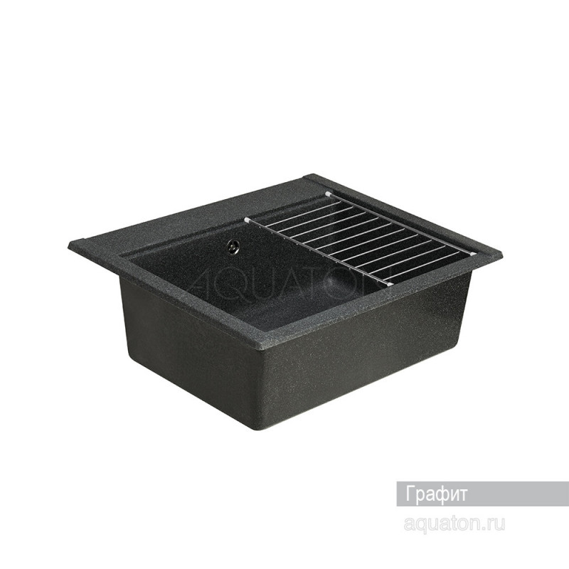 Мойка для кухни из литого мрамора графит 51х60см AQUATON Делия 1A715232LD210