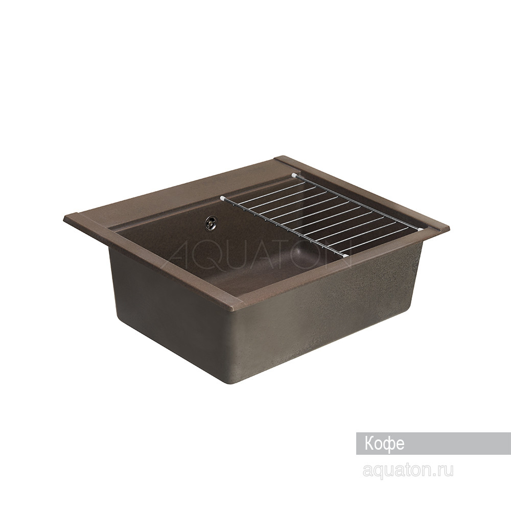 Мойка для кухни из литого мрамора кофе 51х60см AQUATON Делия 1A715232LD280