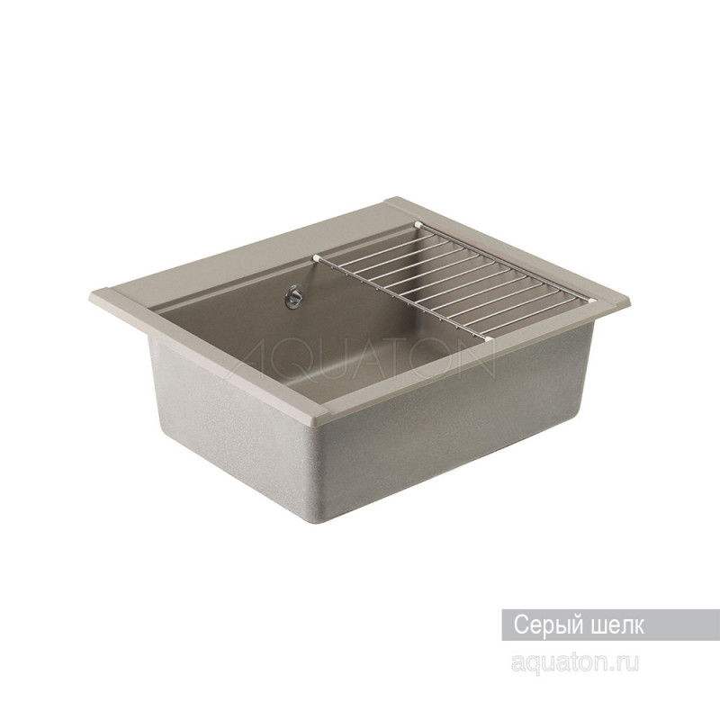 Мойка для кухни из литого мрамора серый шелк 51х60см AQUATON Делия 1A715232LD250