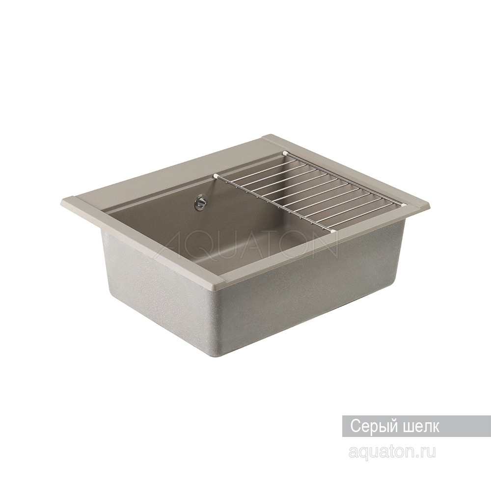 Мойка для кухни из литого мрамора серый шелк 51х60см AQUATON Делия 1A715232LD250