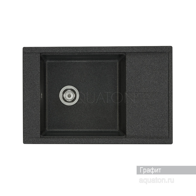 Мойка для кухни из литого мрамора графит 51х78см AQUATON Делия 1A715132DE210