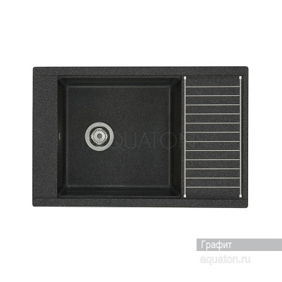 Мойка для кухни из литого мрамора графит 51х78см AQUATON Делия 1A715132DE210