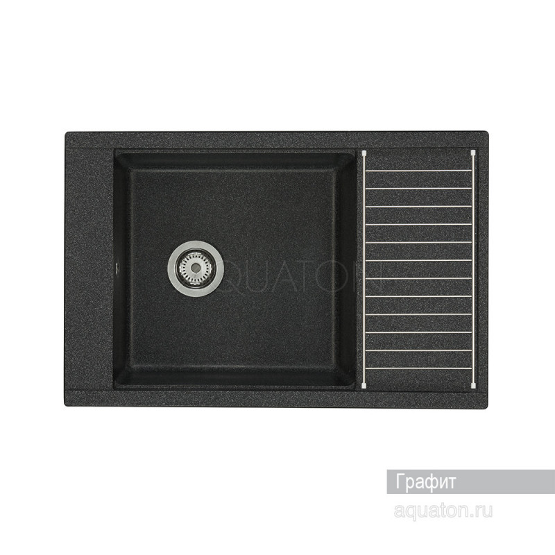 Мойка для кухни из литого мрамора графит 51х78см AQUATON Делия 1A715132DE210