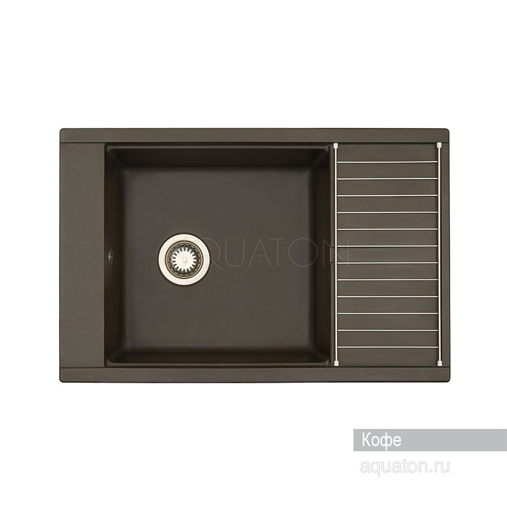 Мойка для кухни из литого мрамора кофе 51х78см AQUATON Делия 1A715132DE280