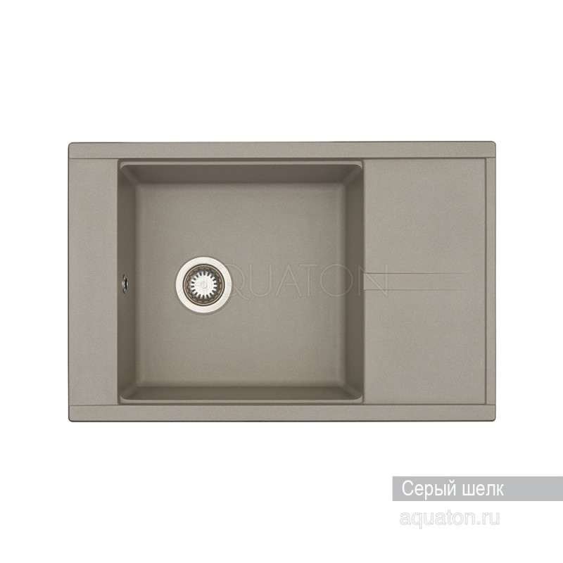 Мойка для кухни из литого мрамора серый шелк 51х78см AQUATON Делия 1A715132DE250