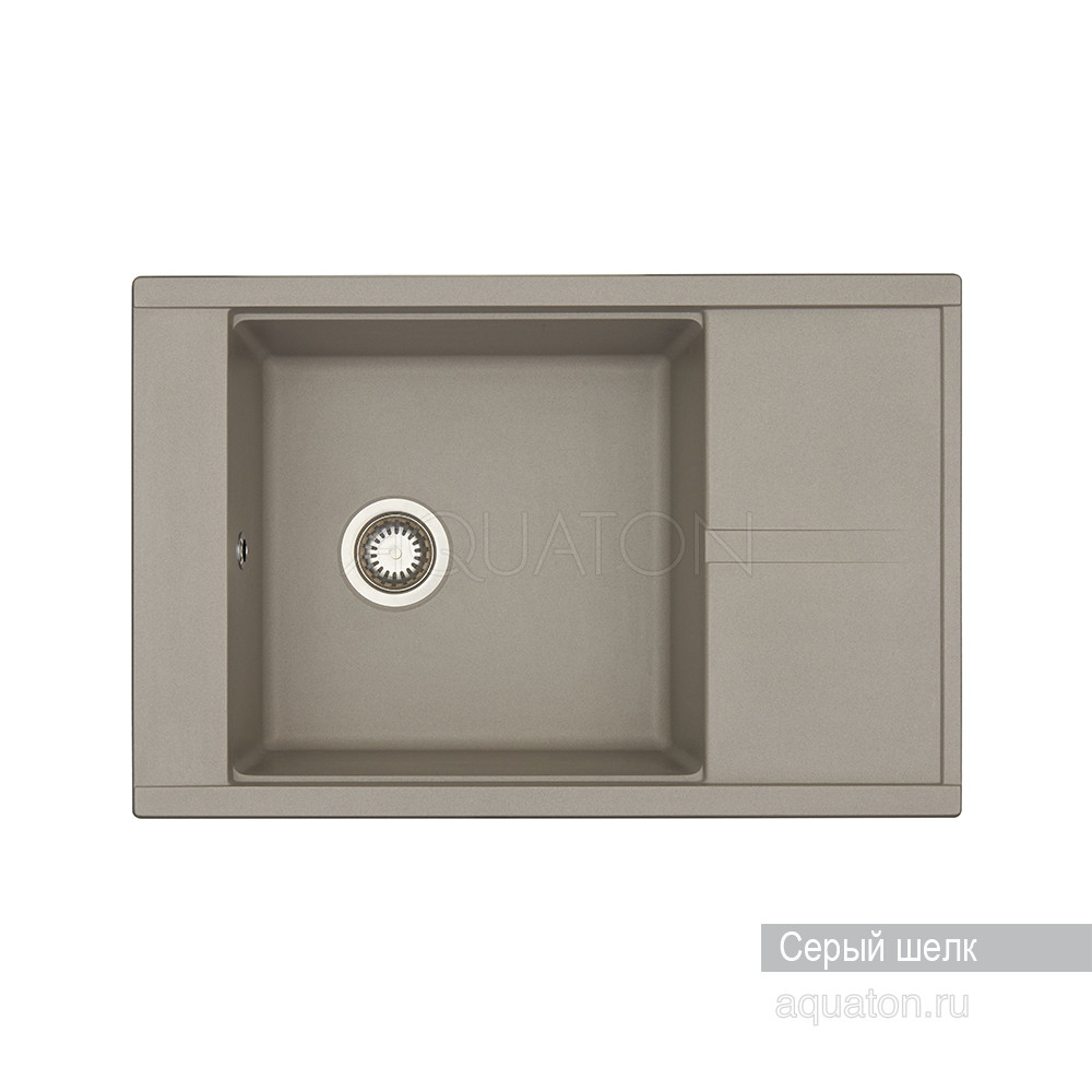Мойка для кухни из литого мрамора серый шелк 51х78см AQUATON Делия 1A715132DE250