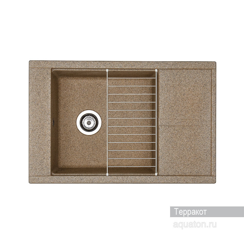Мойка для кухни из литого мрамора терракот 51х78см AQUATON Делия 1A715132DE270