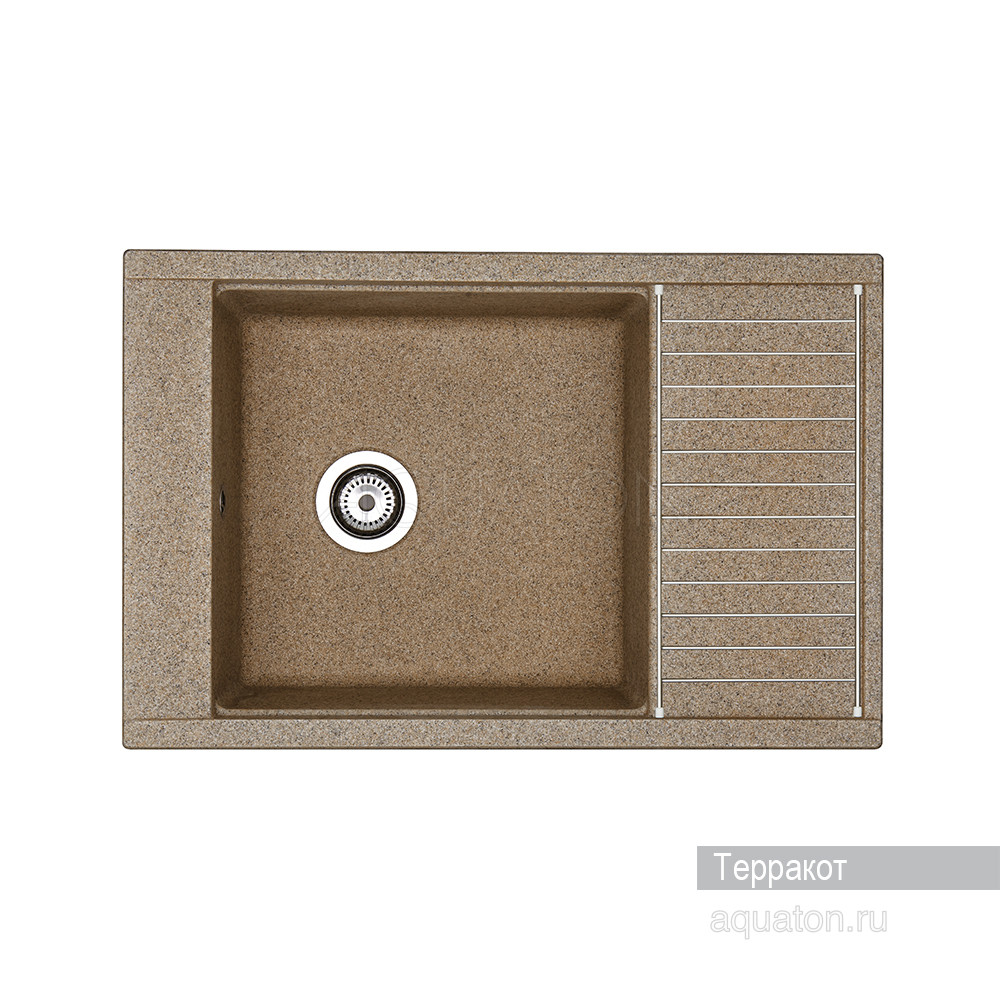 Мойка для кухни из литого мрамора терракот 51х78см AQUATON Делия 1A715132DE270