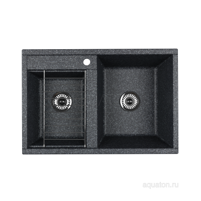 Мойка для кухни из литого мрамора 2 чаши графит 52х78см AQUATON Делия 1A723132DE210