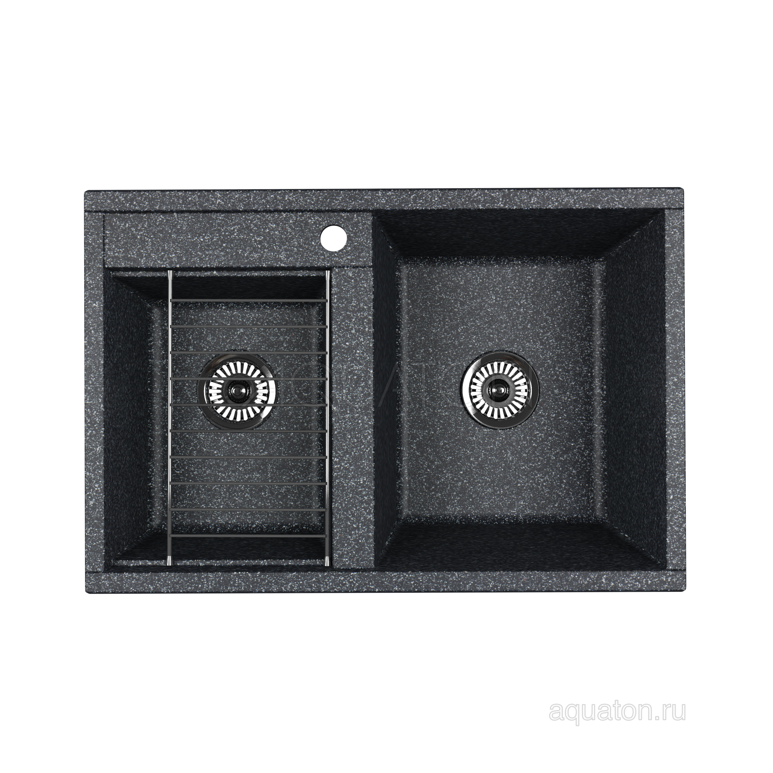 Мойка для кухни из литого мрамора 2 чаши графит 52х78см AQUATON Делия 1A723132DE210