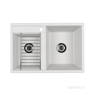 Мойка для кухни из литого мрамора 2 чаши жемчуг 52х78см AQUATON Делия 1A723132DE240
