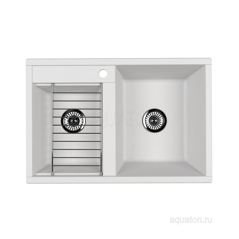 Мойка для кухни из литого мрамора 2 чаши жемчуг 52х78см AQUATON Делия 1A723132DE240