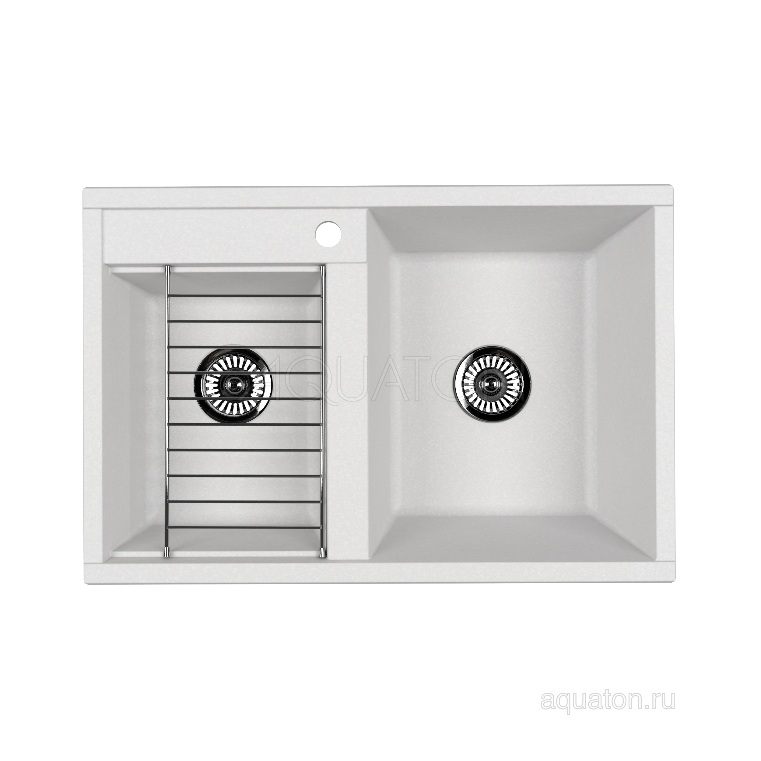 Мойка для кухни из литого мрамора 2 чаши жемчуг 52х78см AQUATON Делия 1A723132DE240