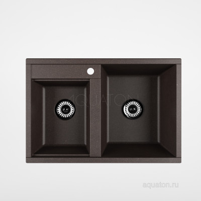 Мойка для кухни из литого мрамора 2 чаши кофе 52х78см AQUATON Делия 1A723132DE280