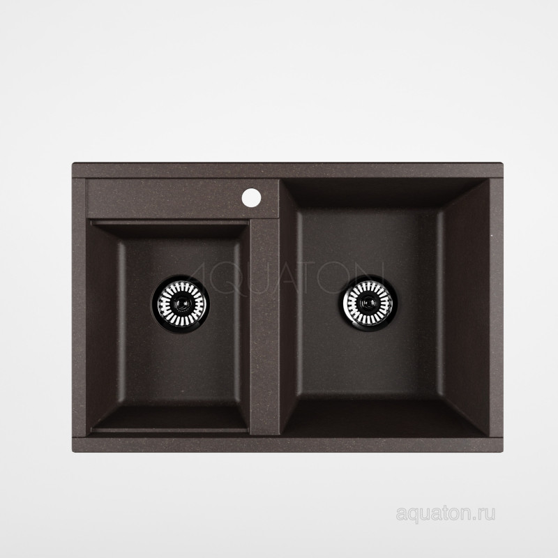 Мойка для кухни из литого мрамора 2 чаши кофе 52х78см AQUATON Делия 1A723132DE280