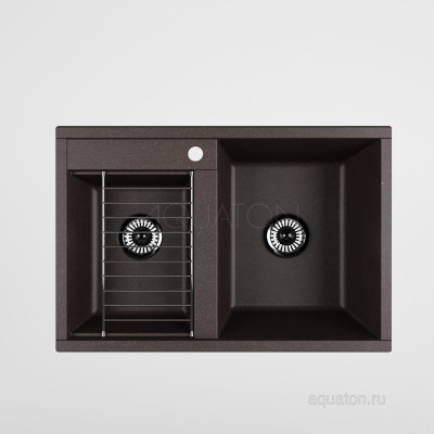 Мойка для кухни из литого мрамора 2 чаши кофе 52х78см AQUATON Делия 1A723132DE280