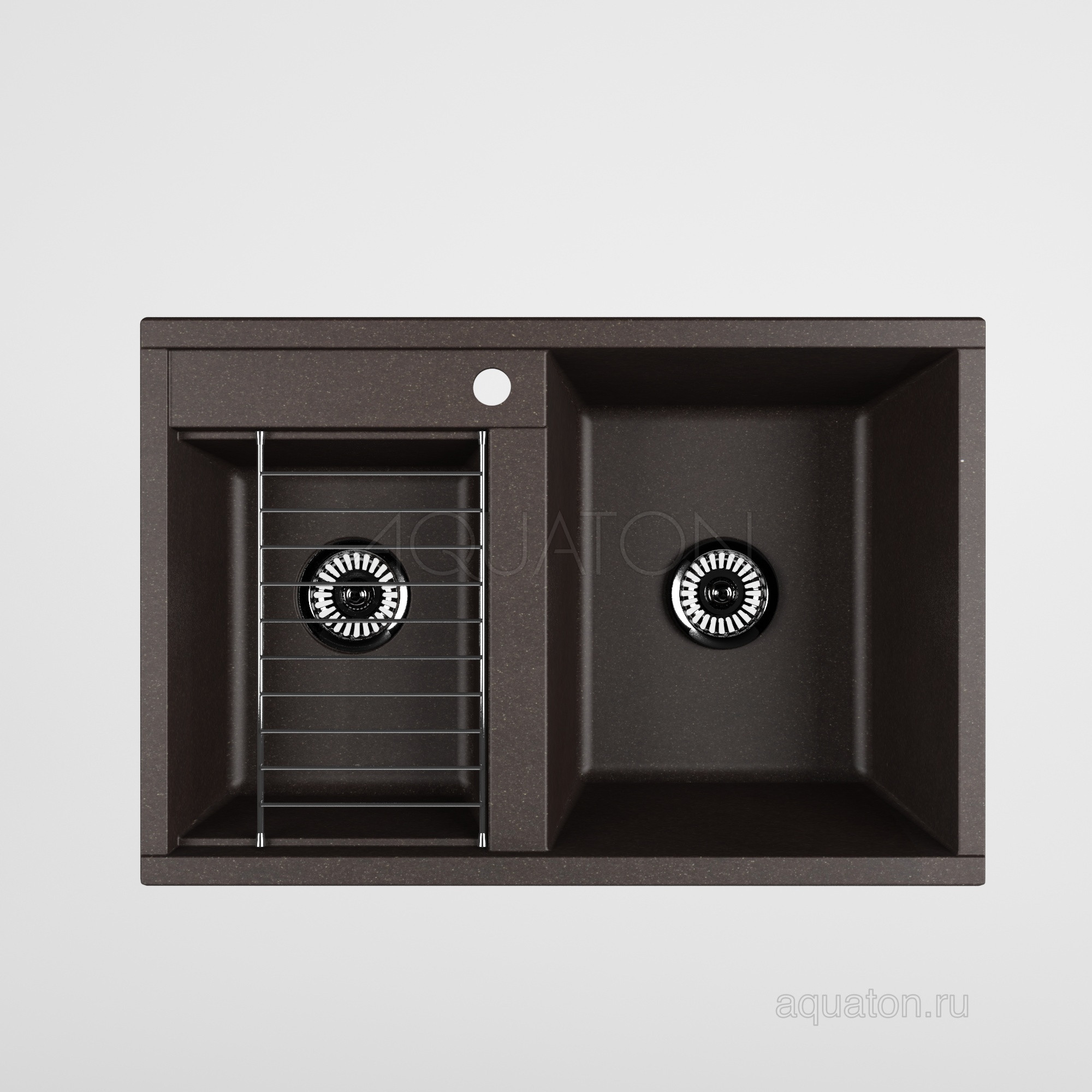 Мойка для кухни из литого мрамора 2 чаши кофе 52х78см AQUATON Делия 1A723132DE280