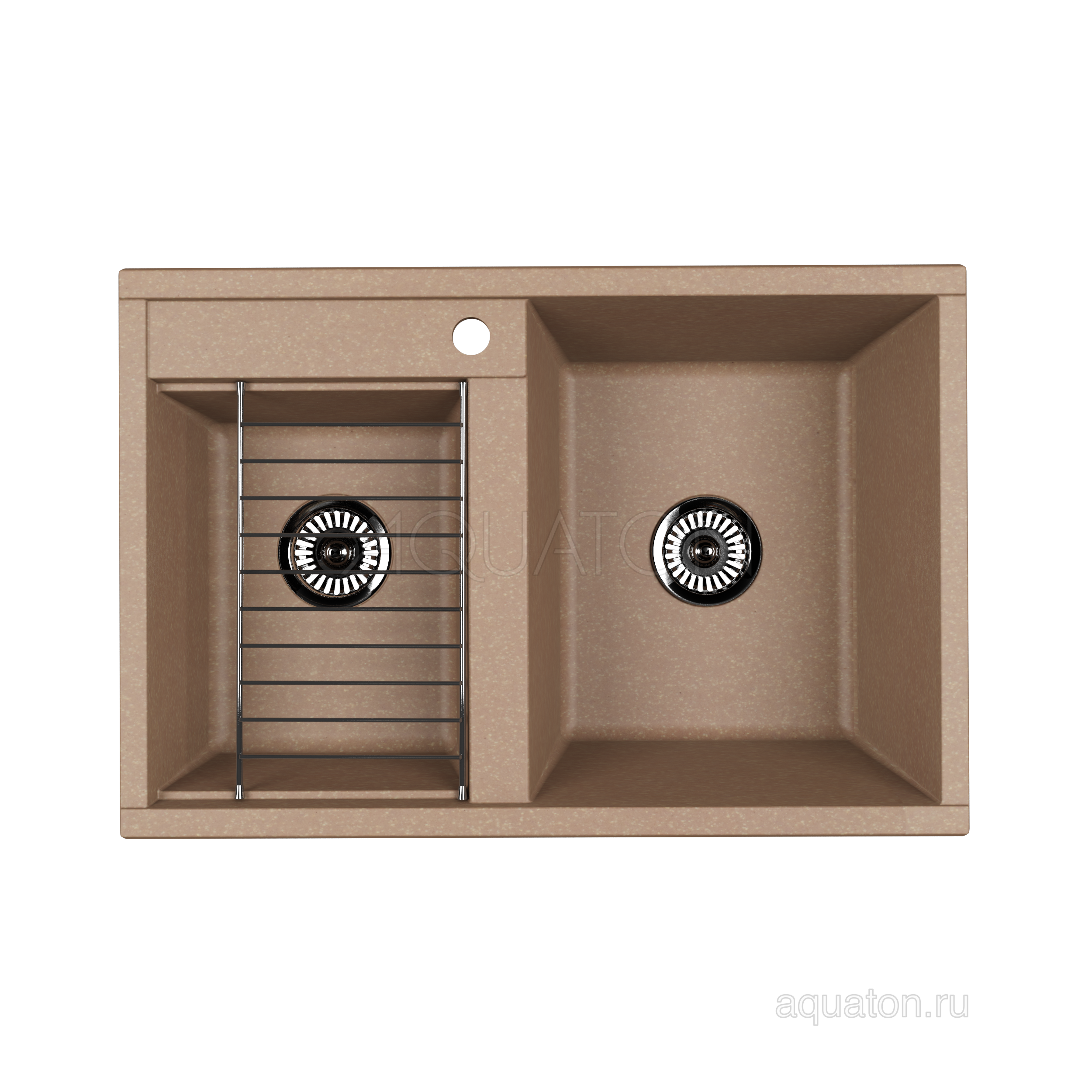 Мойка для кухни из литого мрамора 2 чаши латте 52х78см AQUATON Делия 1A723132DE260