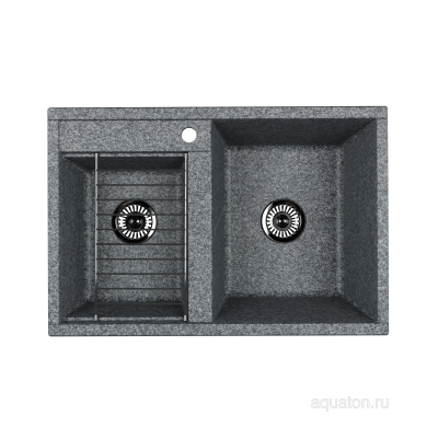Мойка для кухни из литого мрамора 2 чаши серая 52х78см AQUATON Делия 1A723132DE230